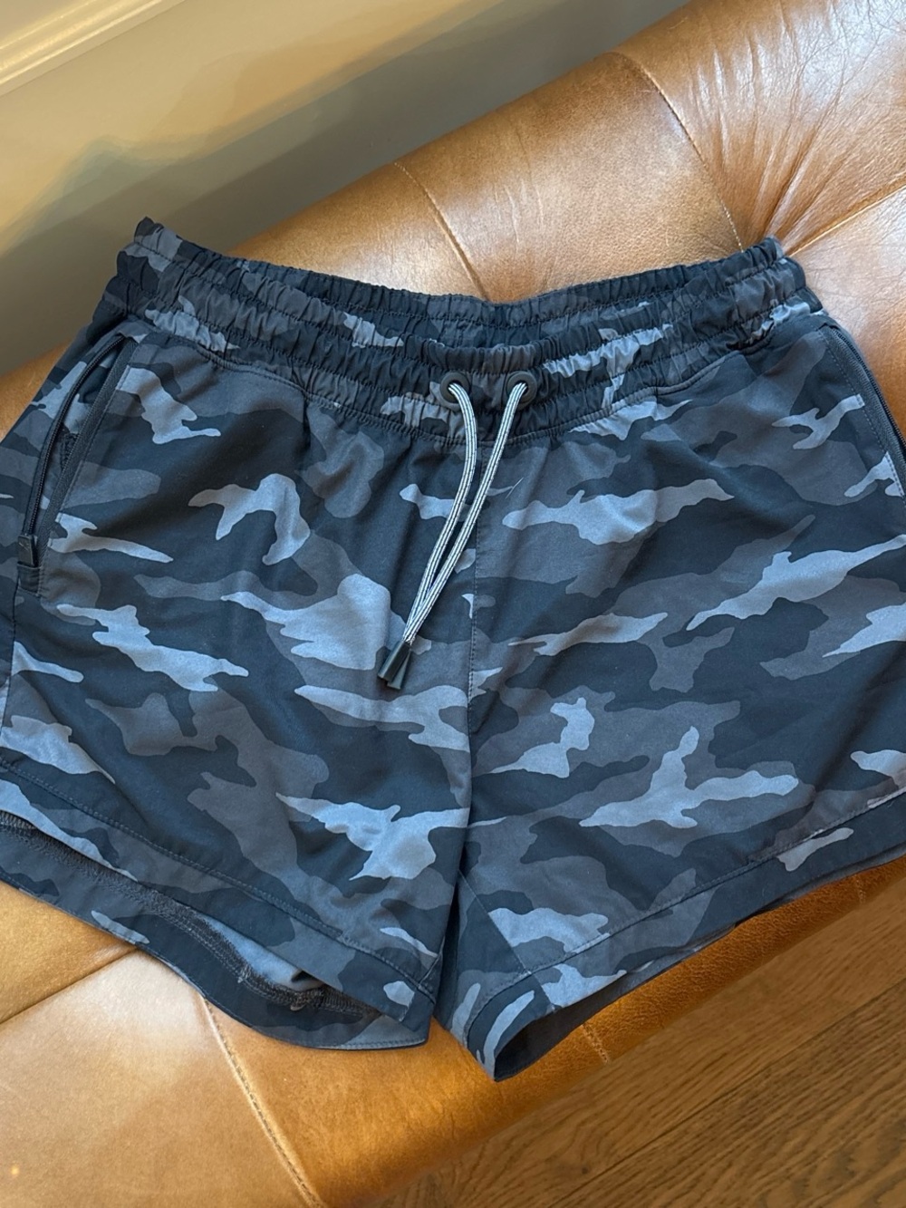Athleta Girl Black and Gray Camouflage Athletic Shorts